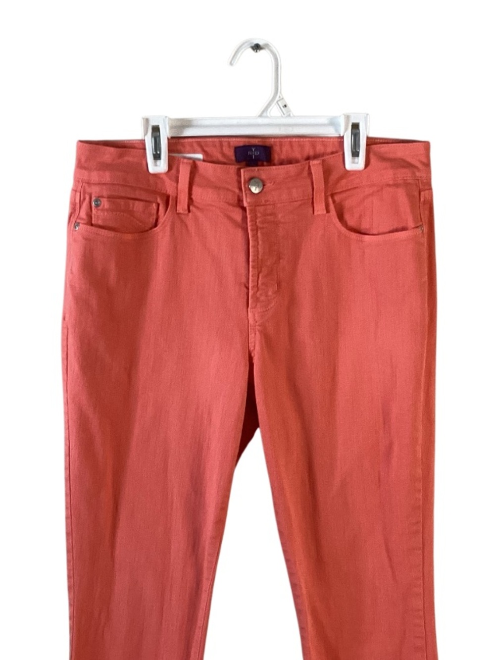 NYDJ Alina Orange Coral Denim Leggings 10P - Picture 2 of 11